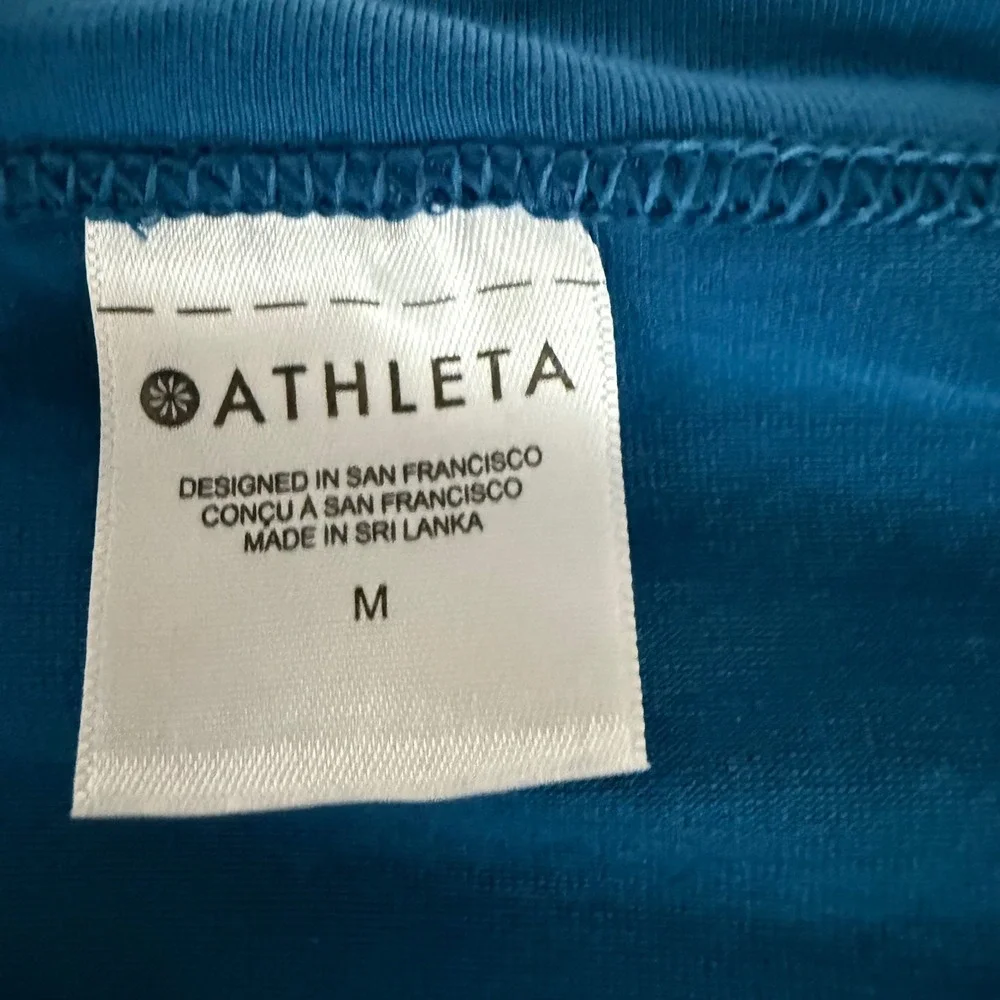 Athleta Blue Boat Neck Dolman Sleeve Cinched Hem Crop Top Women's Medium - Picture 6 of 9